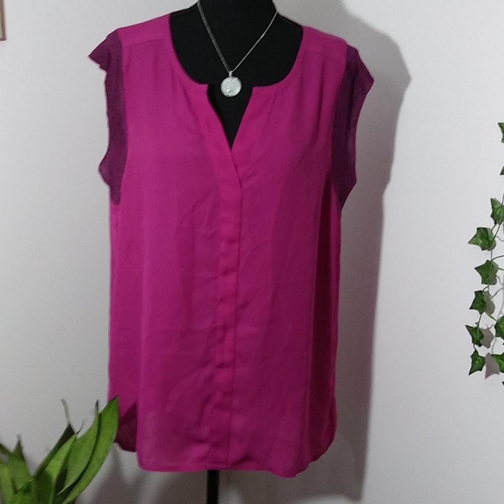 CAbi Magenta Sleeveless Blouse